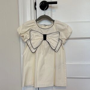 ZARA Short-Sleeve Dress with Black-Trim Bow